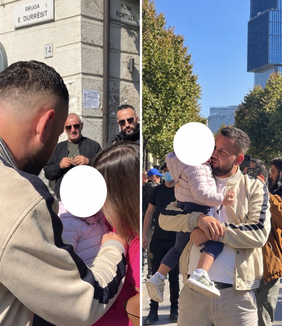 Bashkë me Kiara Titon dhe vajzën e tyre në krahë, Luiz Ejlli i bashkohet protestës te Ministria e Arsimit: Duhet dialog